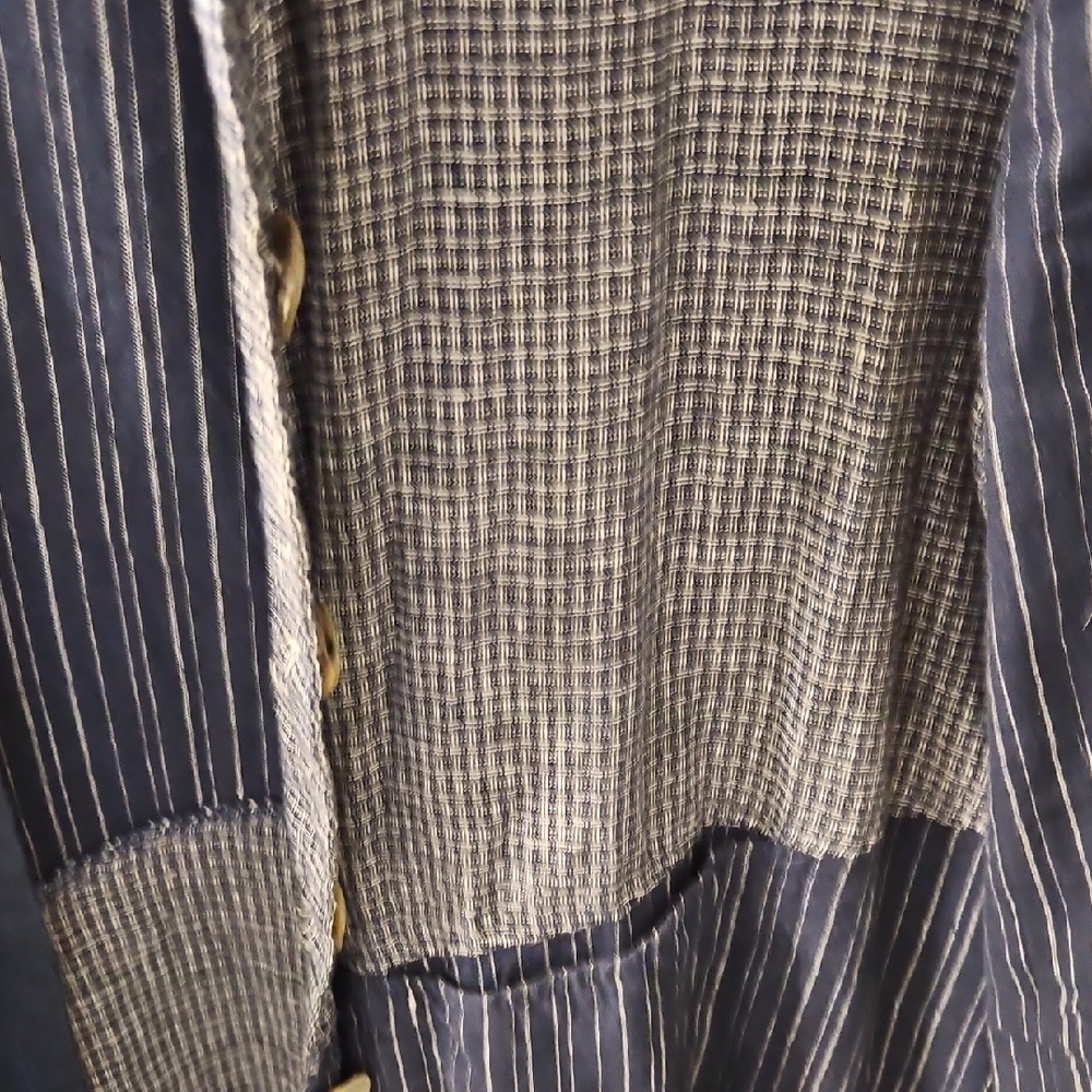 Habitat Blue Patchwork Button Down Tunic Size M - image 3